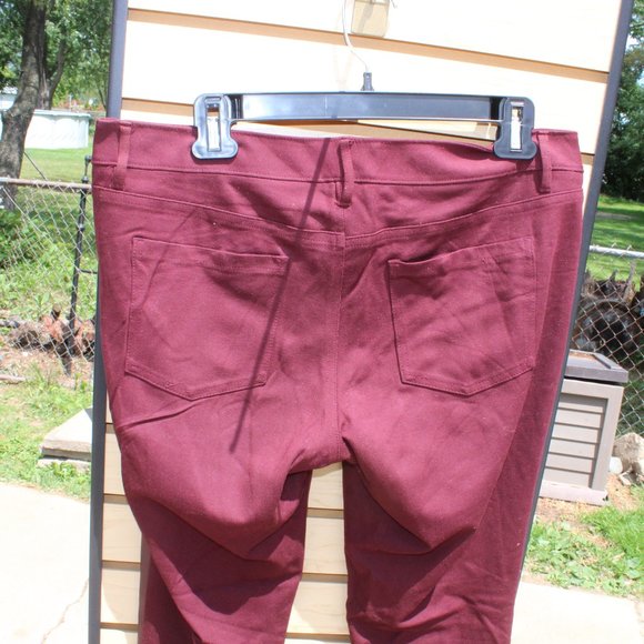 Mossimo Leather-look Stretch Extensible Pants - Maroon - Size 10 - Picture 8 of 12